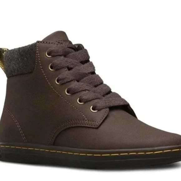 Dr Martens Maelly Padded Collar Brown Leather Ankle Boots - Picture 1 of 12